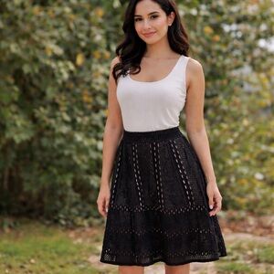 Max Studio Specialty Black Crochet Knit Skirt – Size M